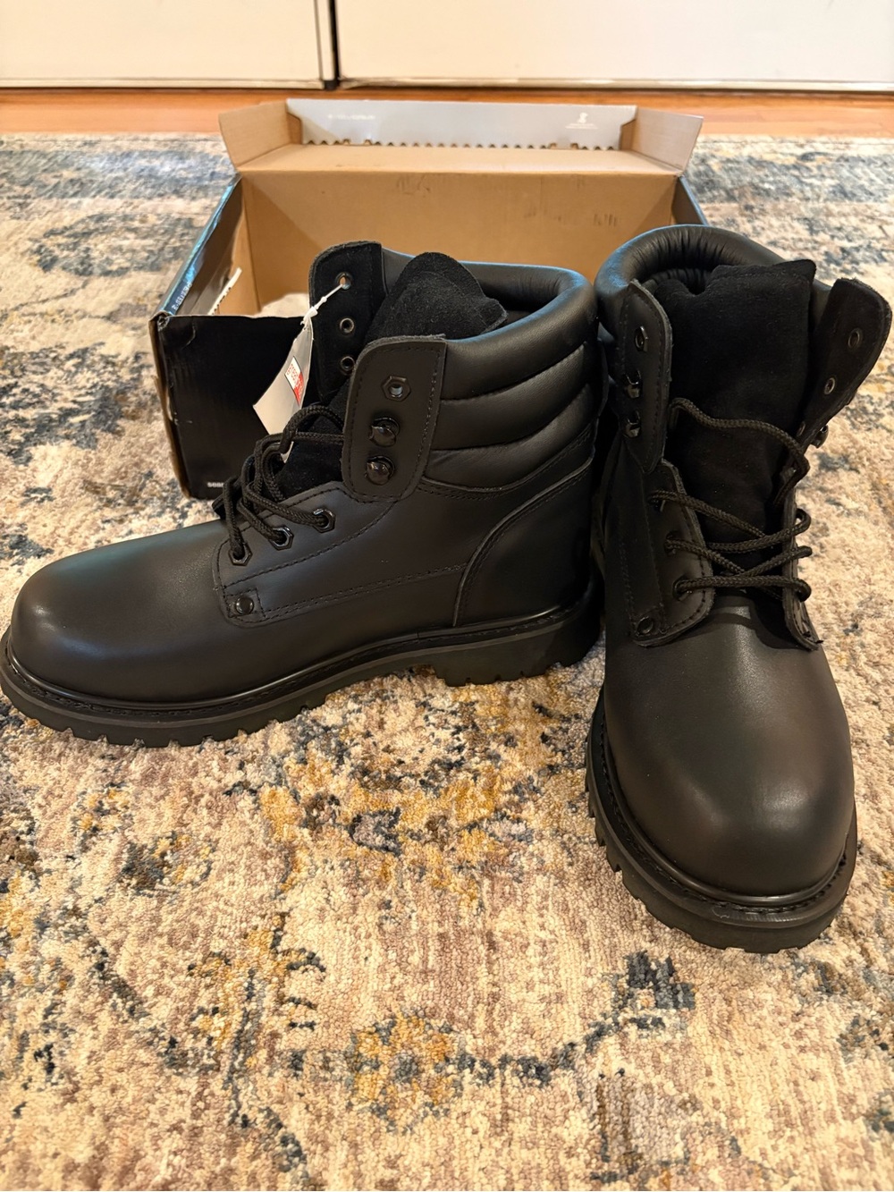 Vintage NEW ROEBUCKS Steel-Toe Work Boots Men's Size 9 Black Oil Resistant